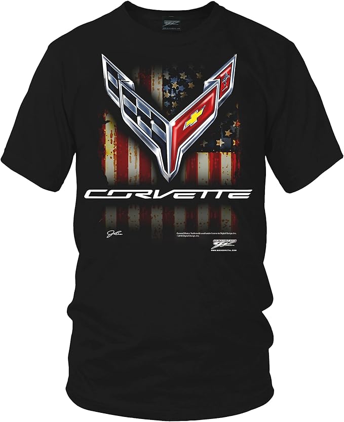 Corvette - Legend Lives On - All Year Corvette Logo T-shirt : White - C1,C2,C3,C4,C5,C6,C7, 1953-2016 (Large