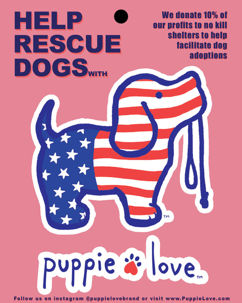 Puppie Love Red White Blue Decal
